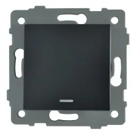 Выключатель проходной 1-кл. с подсветкой чёрный A-004B "Аура" AWSproducts