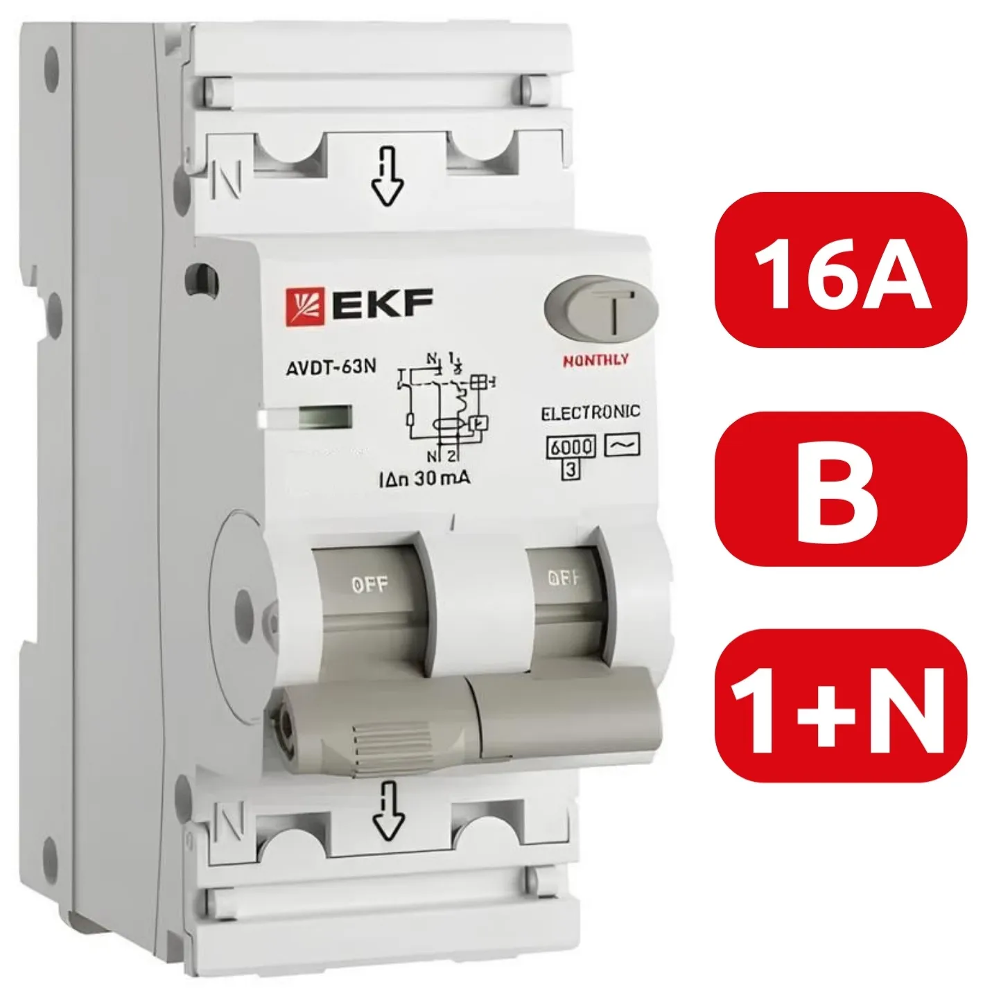 АВДТ-63N B16/1+N 30мА, тип АC, 6кА PROXIMA EKF