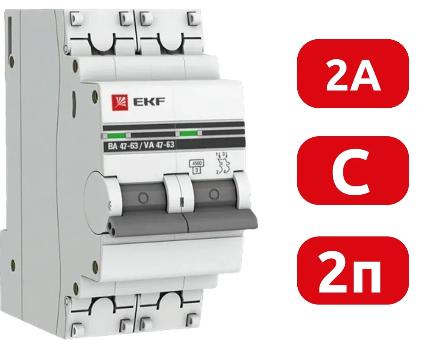 Автоматический выключатель ВА 47-63 C2/2 4.5кА Proxima EKF