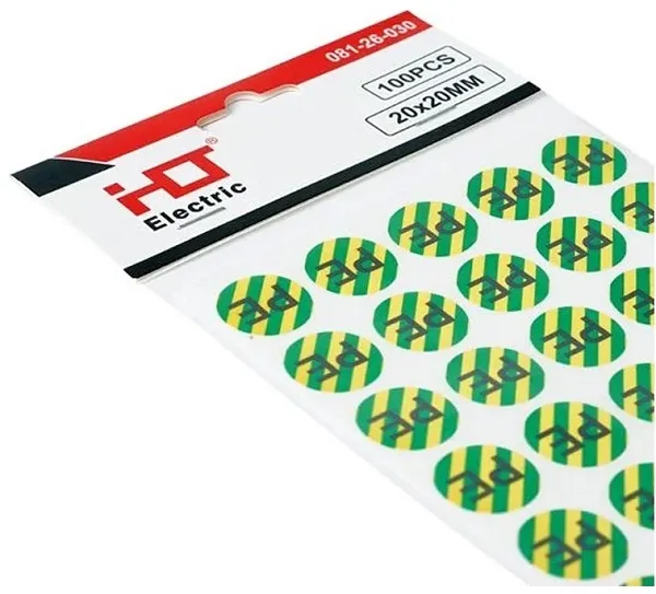 Знак безопасности символ "PE" d=20мм ж/з (уп./100 шт) HLT, уп