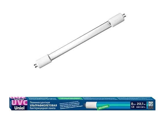 Лампа люминесцентная T5 G5 8Вт 300мм Ультрафиолетовая Uniel