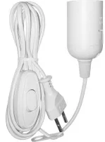 Патрон Е27 подвесной со шнуром 2м, вилкой и выключателем, белый DORI