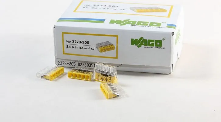 Клемма 5 отверстий 0,5-2,5 24А СМК 2273-205 (WAGO)
