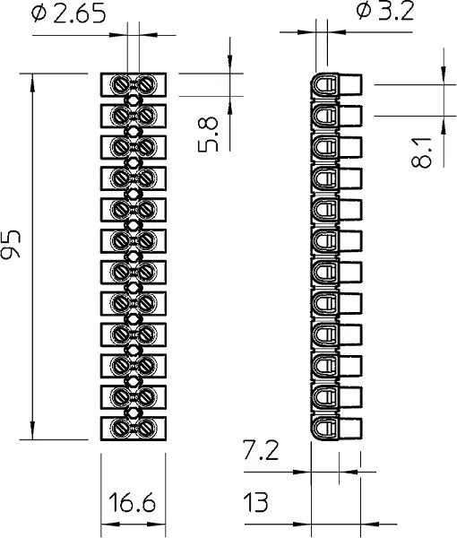 Колодка клеммная 72 CE WS, 32А (4мм2) полипропилен белый (OBO)