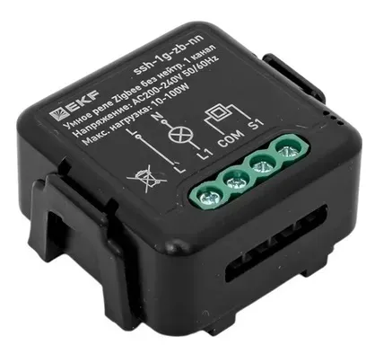 Умное реле в подрозетник 1-канальное без нейтрали Zigbee EKF Connect Select