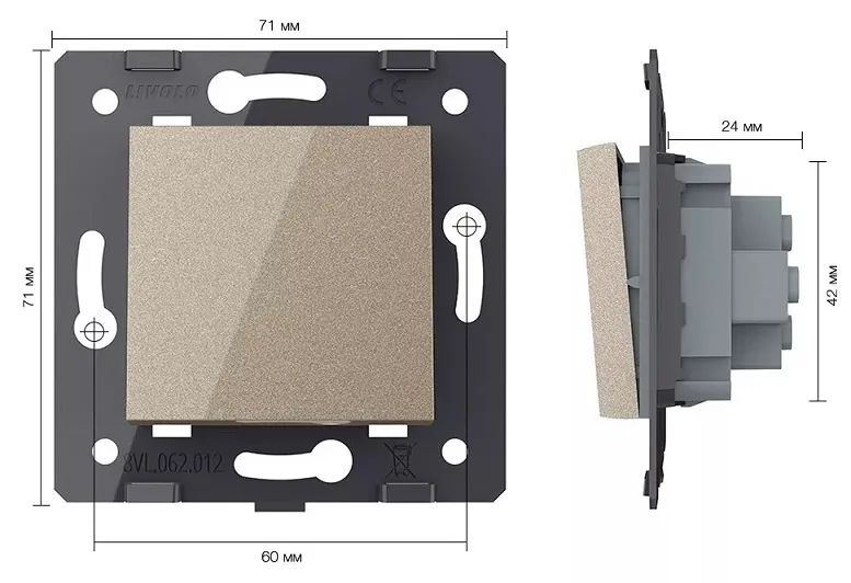 Выключатель проходной 1-кл. Шампань Livolo