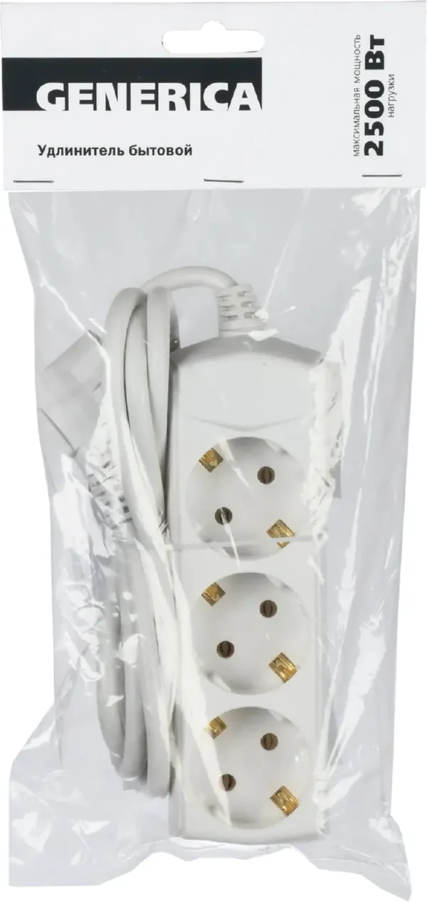 Удлинитель бытовой 3гн. 5м с/з ПВС 3х1мм2 У03 GENERICA