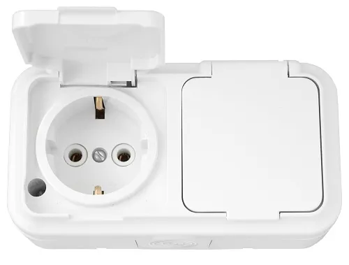 Розетка ОУ 2-я с/з IP54 Белый Пралеска Bylectrica