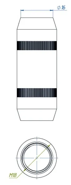 Муфта для омеднённых стержней ф16 (M-18мм)