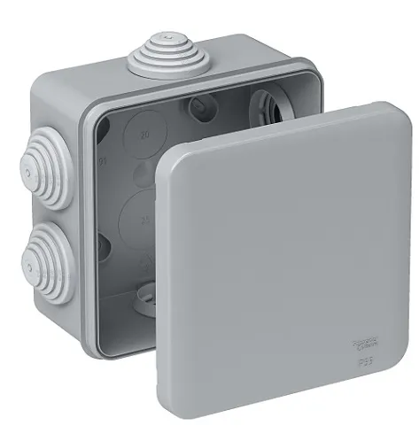 Коробка распред. о/п 100х100х50 IP55 СЕРАЯ 6 сальников System Electric (45)
