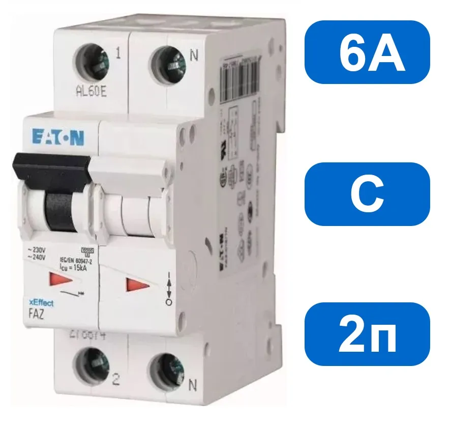 Автомат FAZ-C  6/1N (C) 6A 1+N, 15кА
