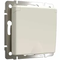 Розетка 1-я с/з со шторками и крышкой IP44 Айвори матовый WERKEL