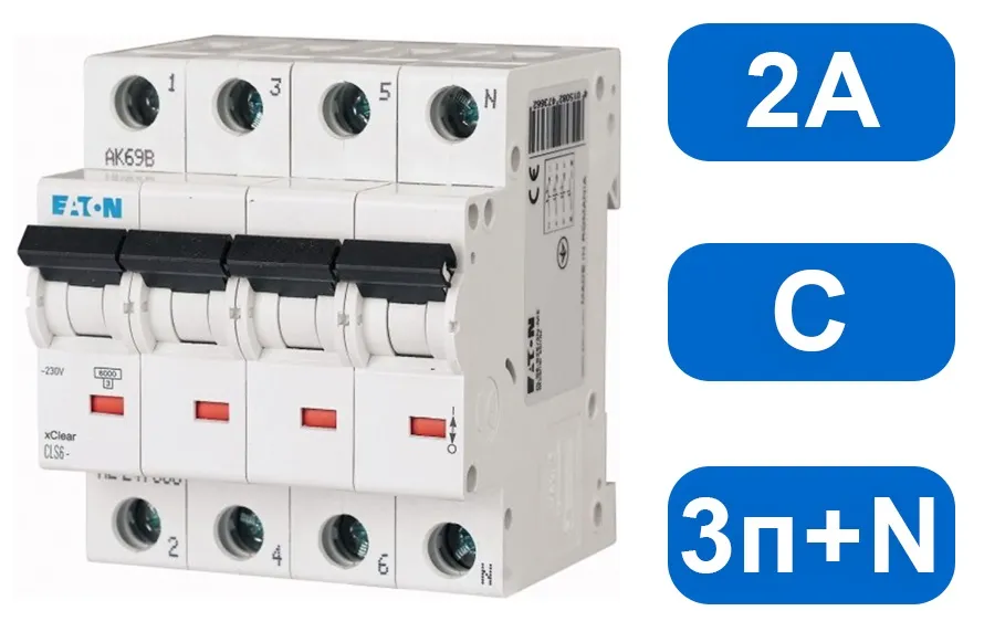 Автомат CLS6-C2/3N (C) 2А 3+N