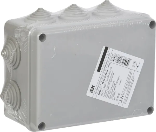 Коробка распред. о/п 150х110х70 IP44 СЕРАЯ 10 сальников КМ41241 IEK (30)