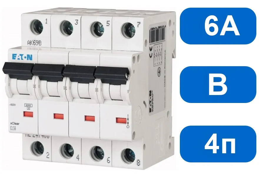 Автомат CLS6-B 6/4 (B) 6А 4-pol