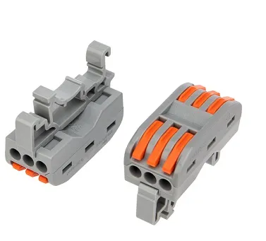 Клемма соединительная многоразовая проходная 3-полюсная, с креплением на DIN-рейку (0,08-4 мм2) сера