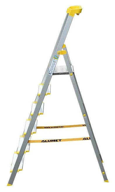 Стремянка алюминиевая анодированная 6 ступеней проф., с орг. (AS706AK015) (ALUMET)