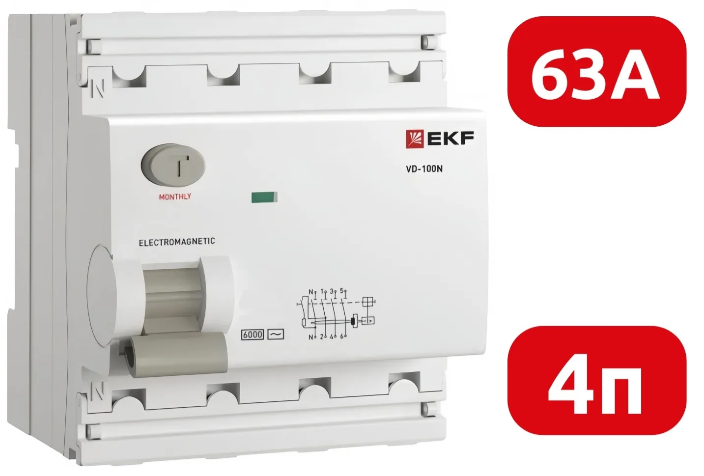 УЗО ВД-100N 63/4 300мА, тип AC, 6кА PROXIMA EKF