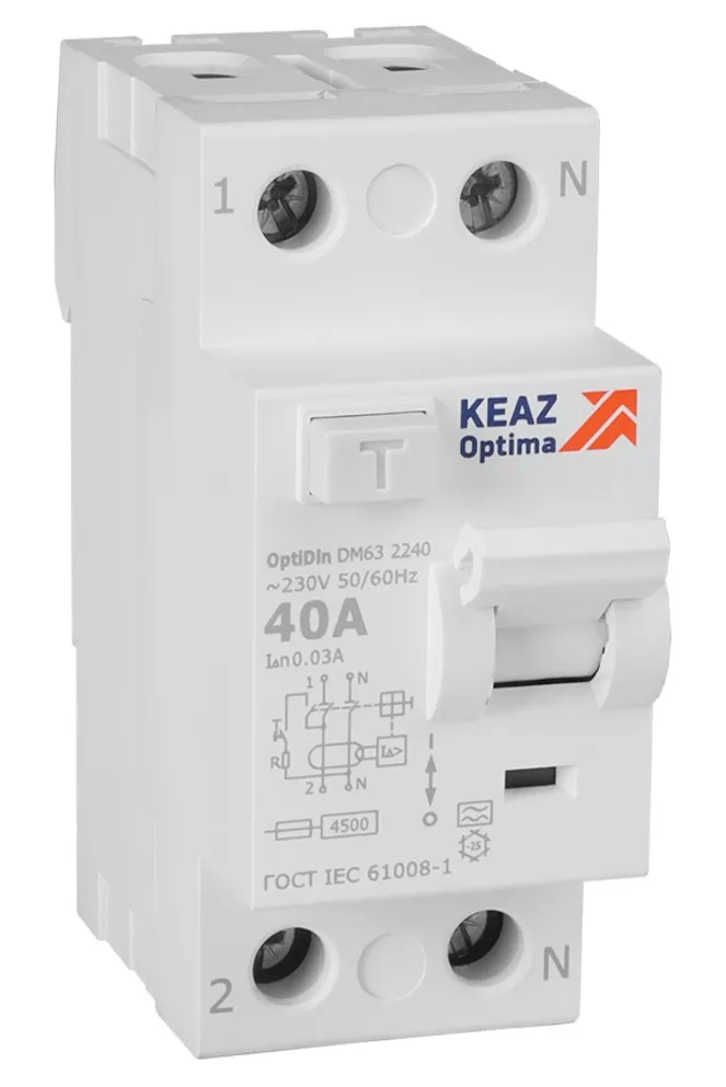 УЗО DM63-2240 40/2 30мА, тип AC, 4,5кА КЭАЗ