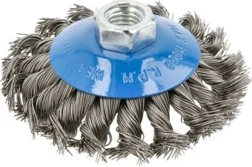 Корщетка дисковая витая стальная с резьбой d- 100 мм HOEGERT
