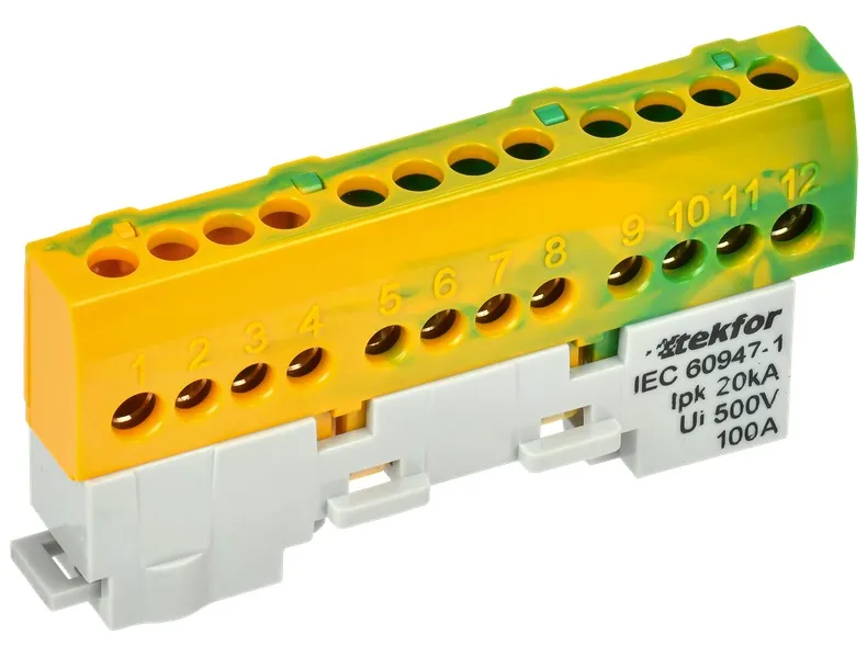 TEKFOR Шина PE "земля" изолированная на универсальном держателе 6х9-12-ЖЗ IEK