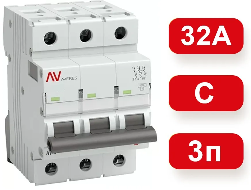 Автоматический выключатель AV-6 C32/3 6кА  AVERES EKF