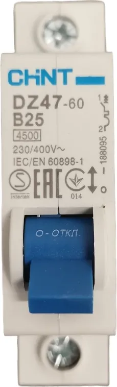 Автоматический выключатель.DZ47-60 B25/1 4.5kA CHINT