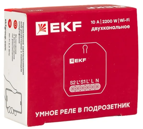 Умное реле в подрозетник 2-канальное Wi-Fi EKF Connect