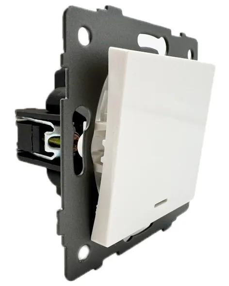 Выключатель проходной 1-кл. с подсветкой белый A-004W "Аура" AWSproducts