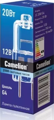 Лампа галоген.  JC G4 20W 12V Camelion