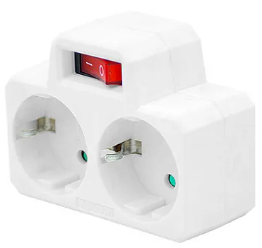 Разветвитель 2 гн. с/з с выключателем Standart Luxe