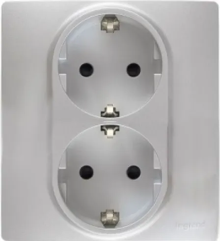 Розетка 2-я с/з Алюминий ETIKA LEGRAND