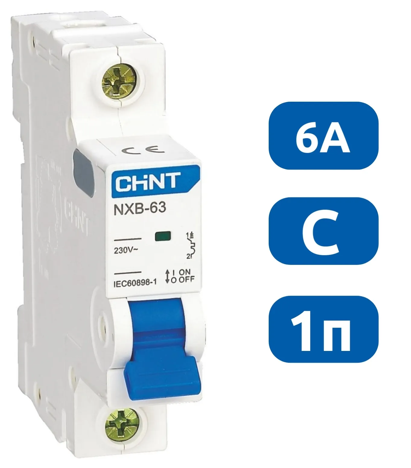 Автоматический выключатель NXB-63S C6/1 4.5кА CHINT