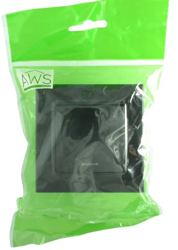 Выключатель 1-кл. с подсветкой чёрный SD-P1002B "Standard" AWSproducts