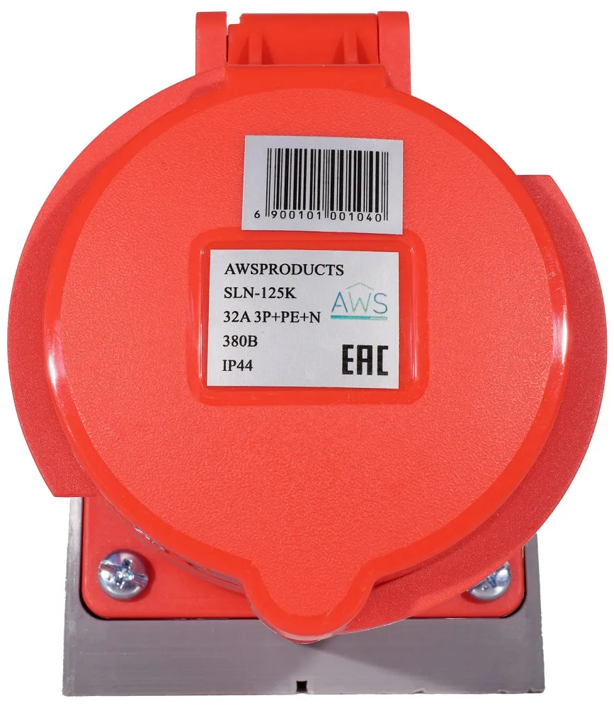 Розетка стационарная 32A 5п (3P+PE+N) SLN-125K IP44, 380В, AWSPRODUCTS