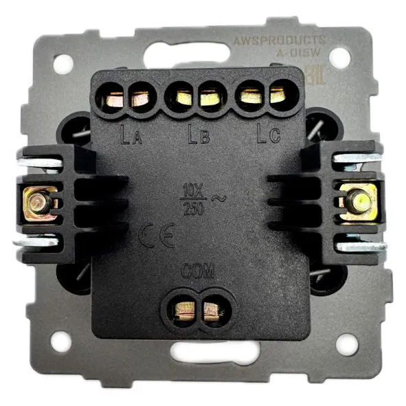 Выключатель 3-кл. белый A-015W "Аура" AWSproducts