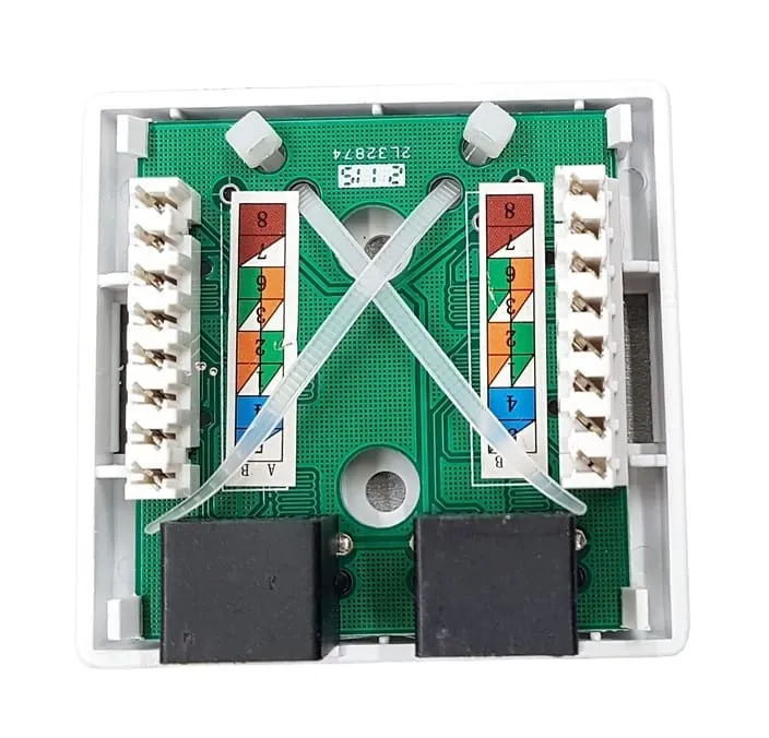 Настенная информационная розетка RJ45 8P8C, кат.5Е UTP, 2-порта, ITK