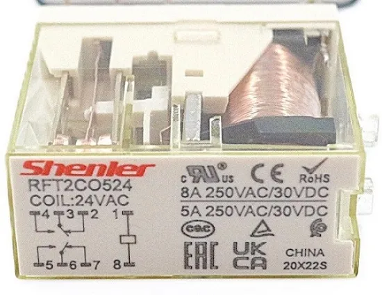 Реле промежуточное RFT2CO524 (24VAC, 2CO, 8A) Shenler