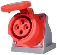 Розетка стационарная 16A 4п (3P+PE) SLN-114K IP44, 380В, AWSPRODUCTS