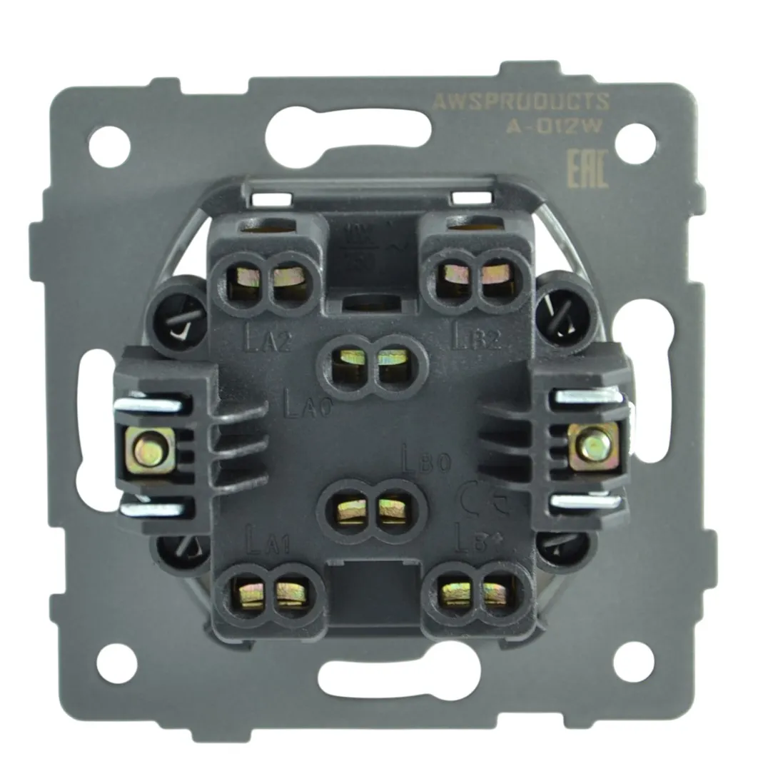 Выключатель проходной 2-кл. с подсветкой белый A-012W "Aura" AWSproducts