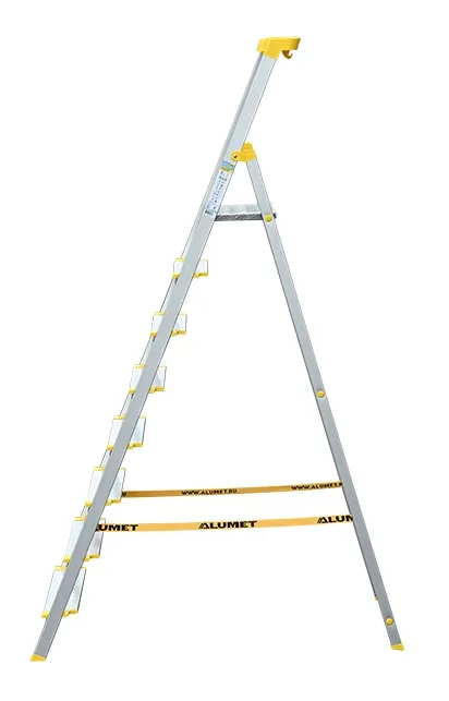 Стремянка алюминиевая анодированная 8 ступеней проф., с орг. (AS708AK015) (ALUMET)