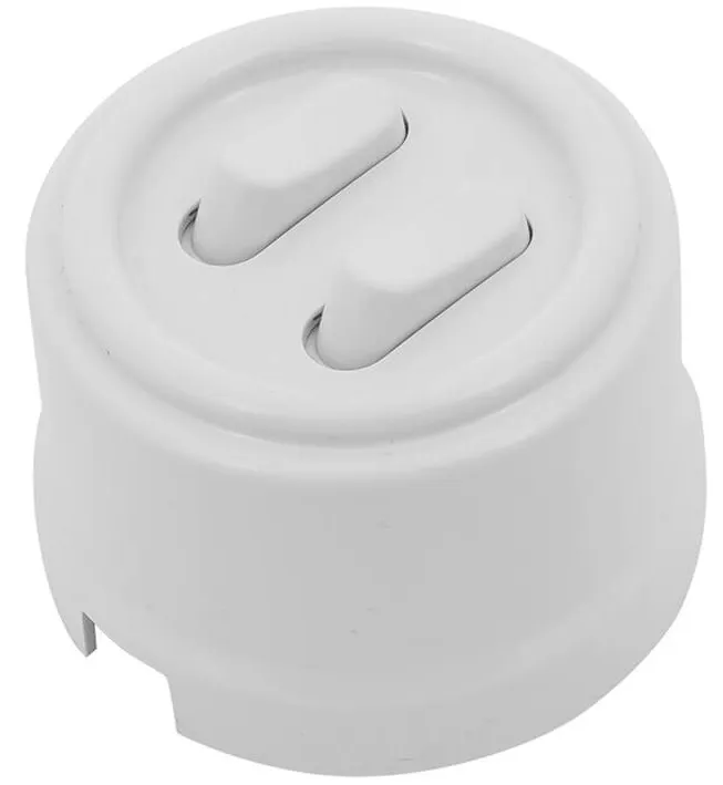 Выключатель 2-кл. Белый (пластик Клавишный) Bironi