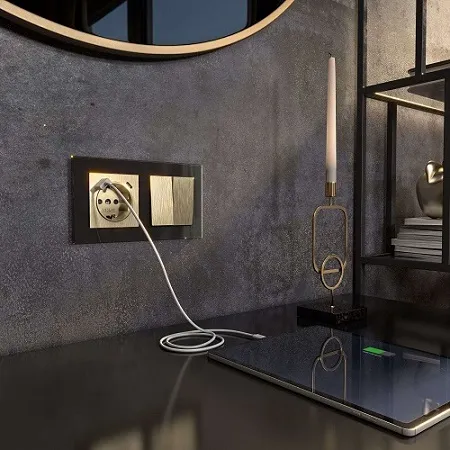 Выключатель проходной 2-кл. Шампань рифленый WERKEL