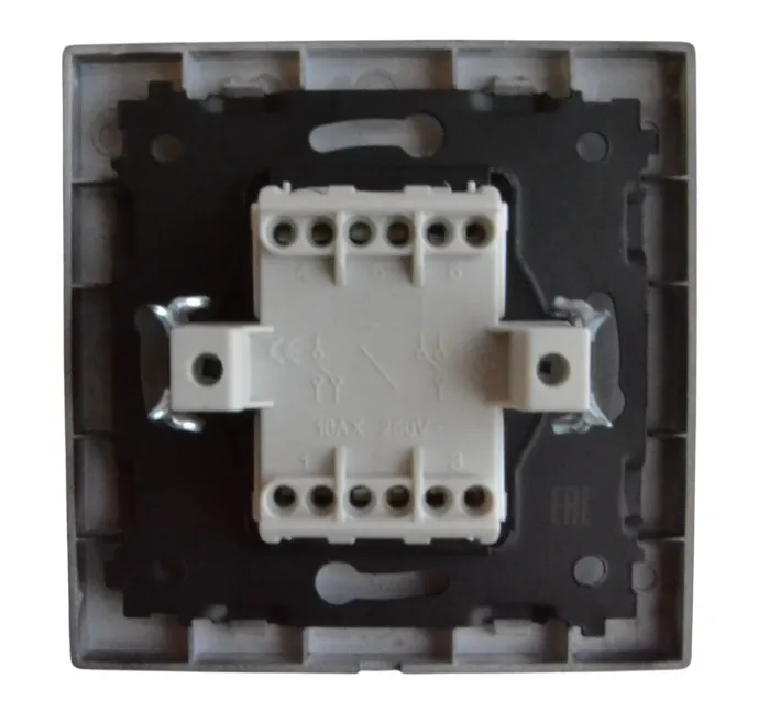 Выключатель проходной 2-кл. с подсветкой чёрный SD-P1008B "Standard" AWSproducts