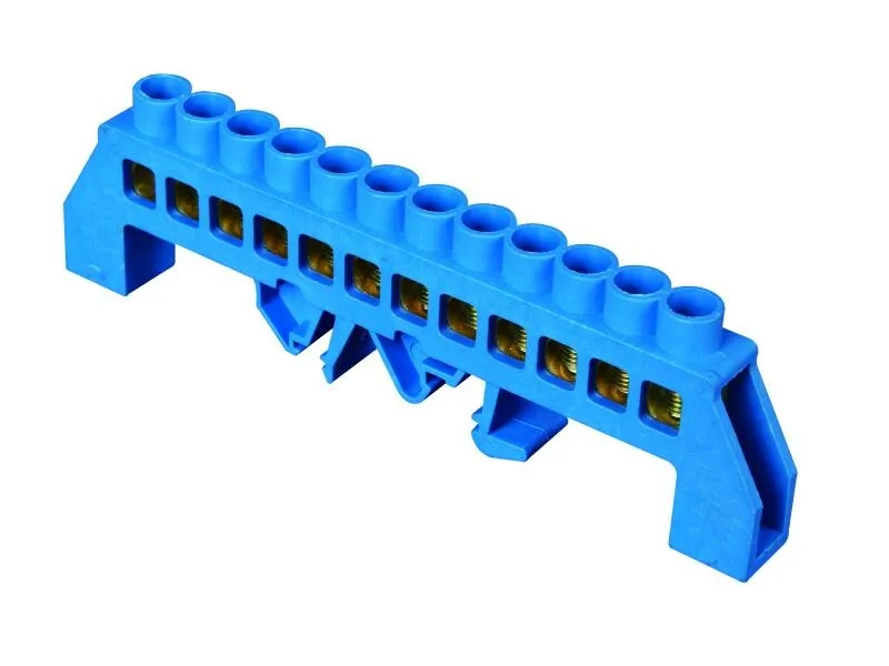 Шина N "ноль" в комб DIN-изол "Стойка" ШНИ-8*12-12-КС-синий