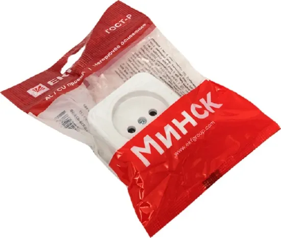 Розетка ОУ 1-я б/з Белый Минск EKF