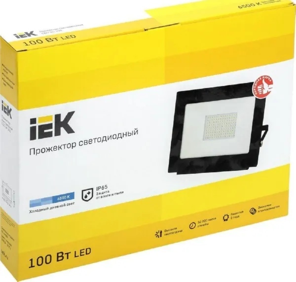 Прожектор LED СДО06 6500К 100Вт 8000Lm IP65 черный IEK