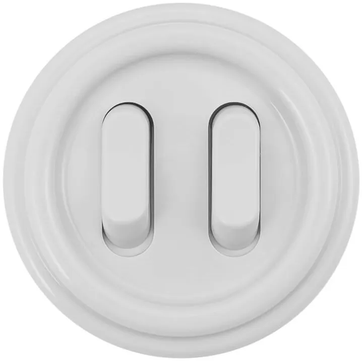 Выключатель 2-кл. Белый (пластик Клавишный) Bironi