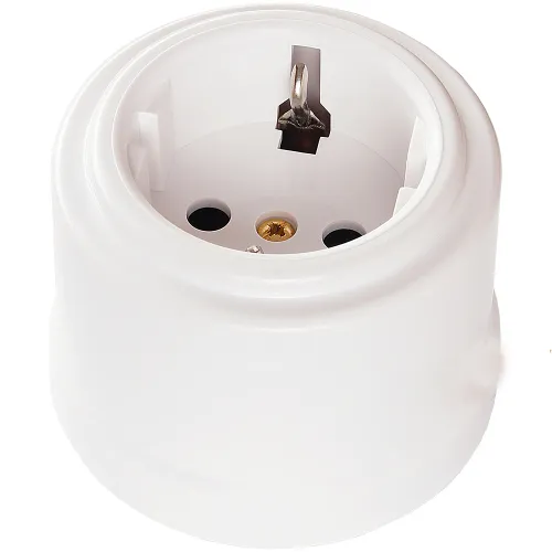 Розетка 1-я с/з Белый (пластик) Bironi