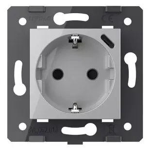 Розетка 1-я с/з USB (тип C, 3А) Серый Livolo